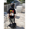 Bộ cotton Dragon Ball Elaine áo cộc tay đen quần jean