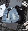 Quần short jean cho bé trai thêu 6 mẫu màu xanh và đen