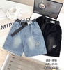 Quần short jean cho bé trai thêu 6 mẫu màu xanh và đen