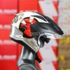 Mũ 3/4 2 Kính Zeus 613B Trắng Đỏ Samurai Kèm Mái Che
