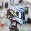 Combo Mũ Fullface EGO E7 Trắng Bóng Dán Tem Decal Suzuki Ecstar Form Nhỏ Gọn Kiểu Dáng Thể Thao