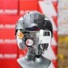 Mũ 3/4 2 Kính Zeus 613B Trắng Xanh Đỏ Kèm Mái Che