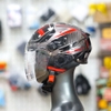 Mũ 1/2 KYT Tiger Jet Đen Xám Đỏ - Form Nhỏ Gọn, Có Kính Che