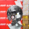Mũ 3/4 2 Kính Zeus 613B Đen Nhám Kèm Mái Che