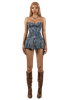 POP Strapless Pleated Denim Mini Dress