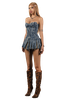 POP Strapless Pleated Denim Mini Dress