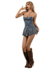 POP Strapless Pleated Denim Mini Dress