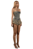 POP Denim Corset Distressed Trim Mini Dress