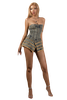 POP Denim Corset Distressed Trim Mini Dress