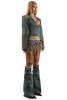POP Distressed Layered Denim Mini Skirt