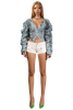 POP Big Sleeve Ruched Denim Shirt