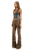 POP Ruched Flared Knitted Long Pants