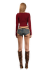 POP Long Sleeve Vneck Cropped Top