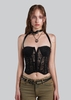 IUNU Lace Ribbon Strap Corset Top