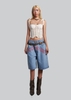 IUNU Lace Ribbon Strap Corset Top