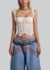IUNU Lace Ribbon Strap Corset Top