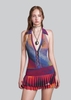 IUNU Halter V Neck Mesh Dress