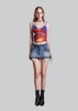 IUNU Double Waist Mini Denim Skirt