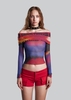 IUNU Off Shoulder Mesh Top