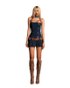Puzzle Brown Belted Pleated Mini Dress