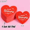 Túi 50 thẻ Women Day Tim Đỏ Size To