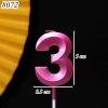Nến số nhũ Hồng Đậm 3D số 3