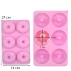 Khuôn Silicone Hồng Tạo Hình 6 Bánh Donut