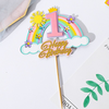 QC - que cắm cầu vồng chữ happy birthday bạc