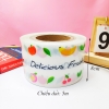 Cuộn mica quấn thành bánh 2 đường kẻ hoa quả 8cm.
