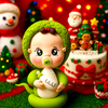 Em Bé Rắn Xanh Lá Chibi Đất Sét