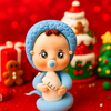 Em Bé Rắn Xanh Dương Chibi Đất Sét