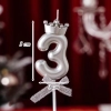 Nến số 3 vương miện bạc