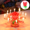 Nến Hoa Sen Phát Nhạc Nở Hoa Màu Đỏ 2 Tầng ( 14 Nến )