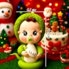 Em Bé Rắn Xanh Lá Chibi Đất Sét