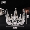 Vương miện nhựa nhọn đính đá bạc size to cao 8,2cm rộng 10cm.