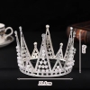 Vương miện nhựa nhọn đính đá bạc size to cao 8,2cm rộng 10cm.