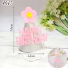 Mũ giấy kim tuyến bạc HPBD gắn hoa VN