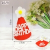 Mũ giấy kim tuyến đỏ HPBD gắn hoa VN