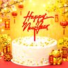 MK - 10 meka Tết Happy New Year Đỏ M4