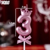 Nến số 3 vương miện hồng