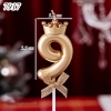 Nến số 9 vương miện vàng đồng