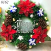 Vòng nguyệt quế noel xanh 3 hoa toàn đỏ (có đèn) TP