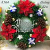Vòng nguyệt quế noel Xanh 3 hoa toàn đỏ (không đèn) TP