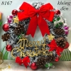Vòng nguyệt quế noel Trắng nơ đỏ to 2 nơ nhỏ (không đèn) TP