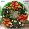 Vòng nguyệt quế noel Xanh 3 hoa chữ vàng (không đèn) TP