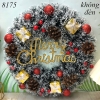 Vòng nguyệt quế noel Trắng hộp quà vàng (không đèn) TP