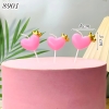 Vỉ 3 nến tim hồng vương miện vàng TQ