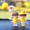Tượng Cặp Đôi Áo Vàng Cầm Bóng Bay I ❤️ You TQ