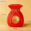 Bình cắm hoa nhựa hình túi may mắn đỏ TQ