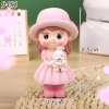 Tượng Sứ Bé Gái Áo Hồng Đứng Ôm Thỏ TQ